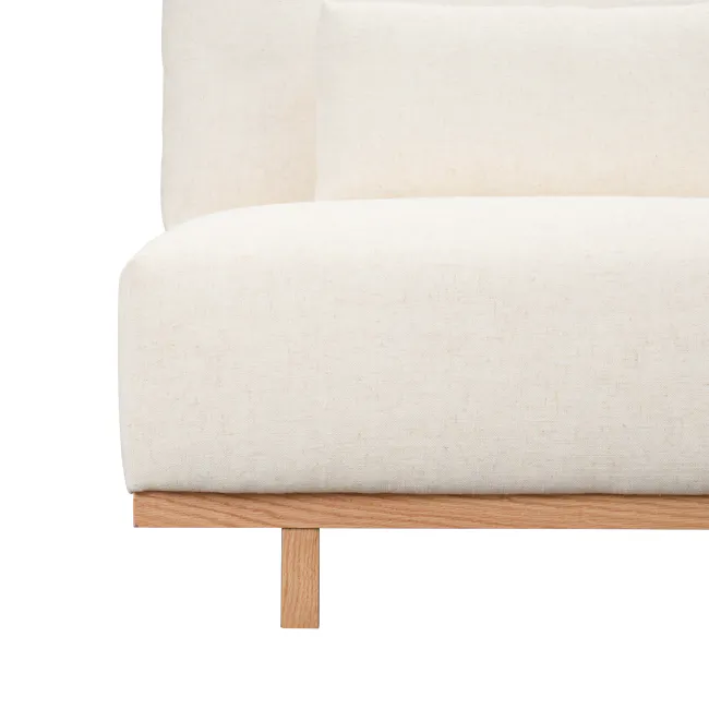Miu 3 Seater Extended Lounge Sofa - 8 - Burlap fabric, textured surface, natural grain, beige color, rustic style, vintage