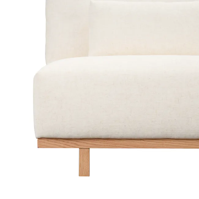 Miu 3 Seater Extended Lounge Sofa - 8 - Burlap fabric, textured surface, natural grain, beige color, rustic style, vintage