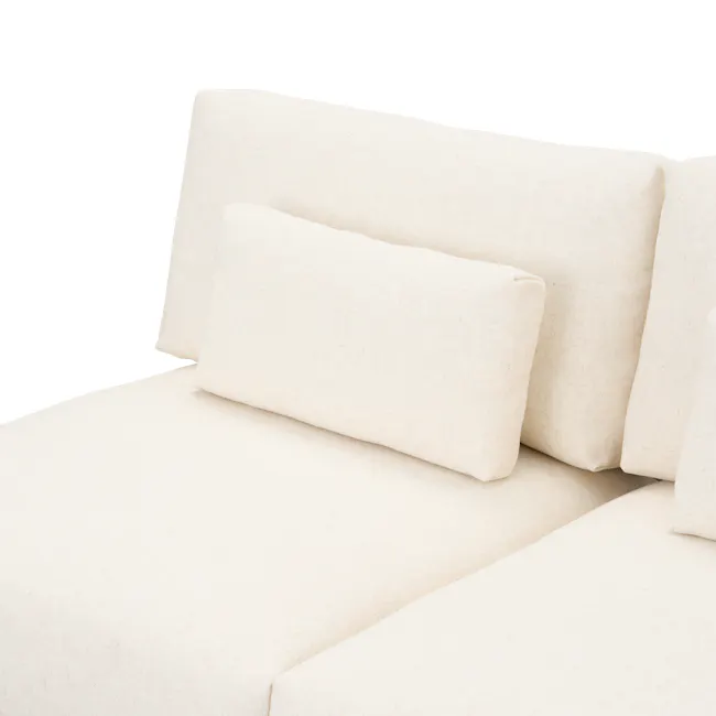 Miu 3 Seater Extended Lounge Sofa - 11 - Cream-colored fabric sofa, minimalist design, soft texture, natural lighting