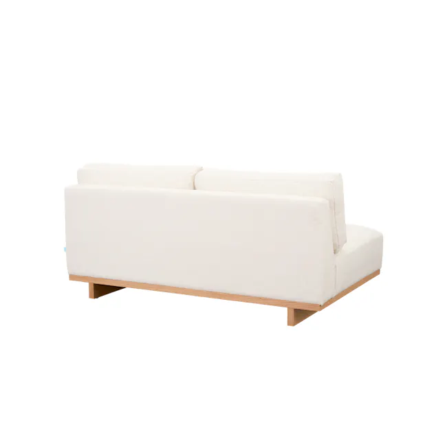 Miu 3 Seater Extended Lounge Sofa - 13 - Cream upholstered sofa, light wood legs, minimalist design, soft fabric texture