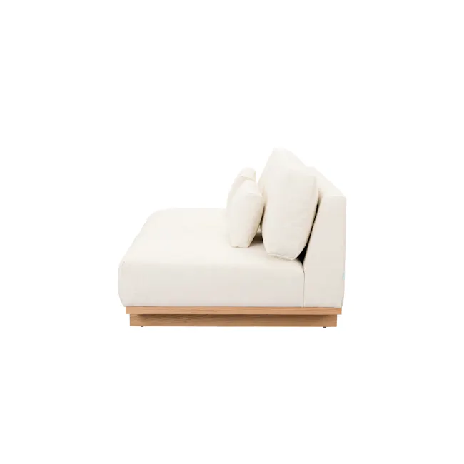 Miu 3 Seater Extended Lounge Sofa - 14 - Cream sofa, minimalist design, soft cushions, light wood flooring, modern decor