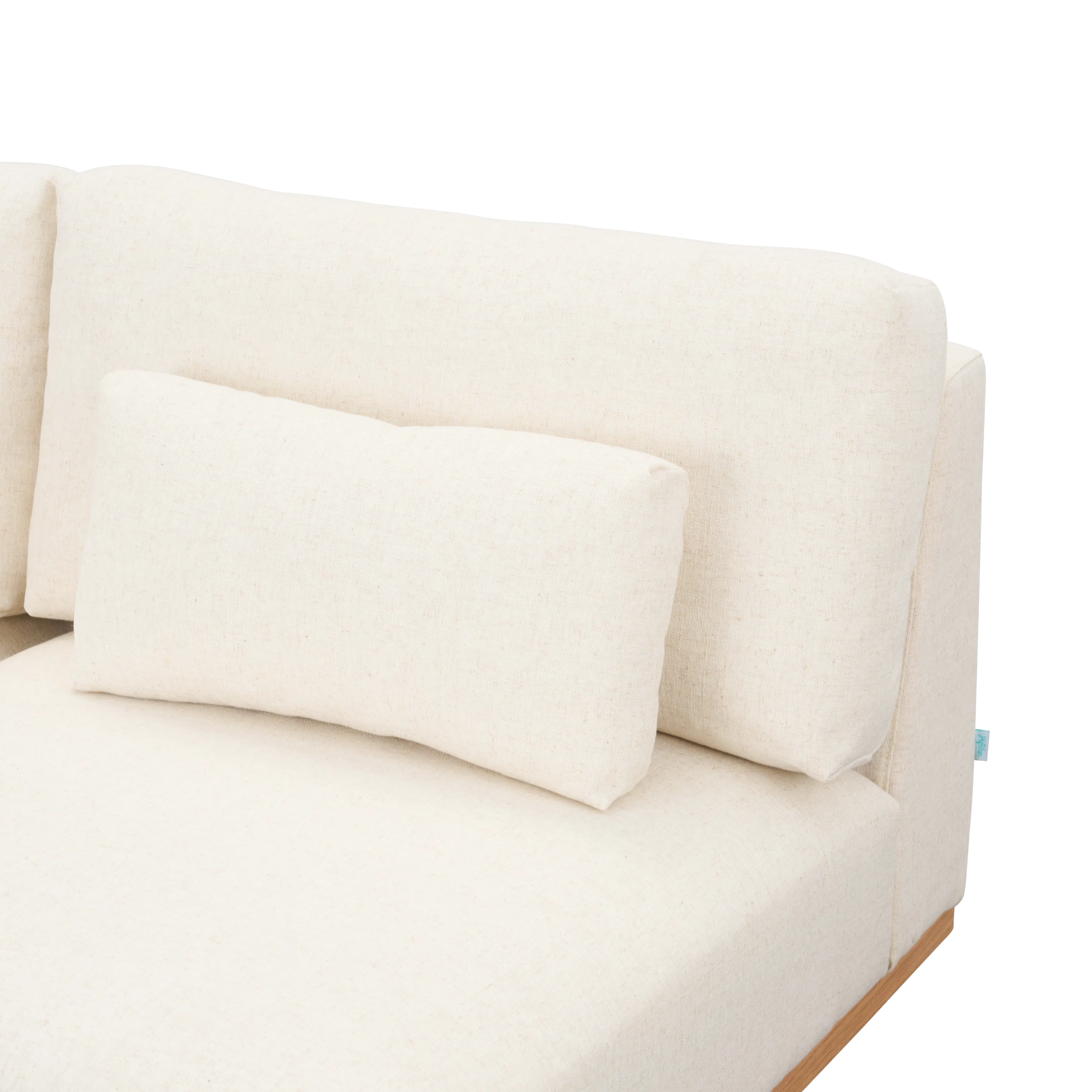 Miu 2 Seater Armless Lounge Sofa - 11 - Cream-colored fabric sofa, soft cushions, minimalist design, natural texture, light