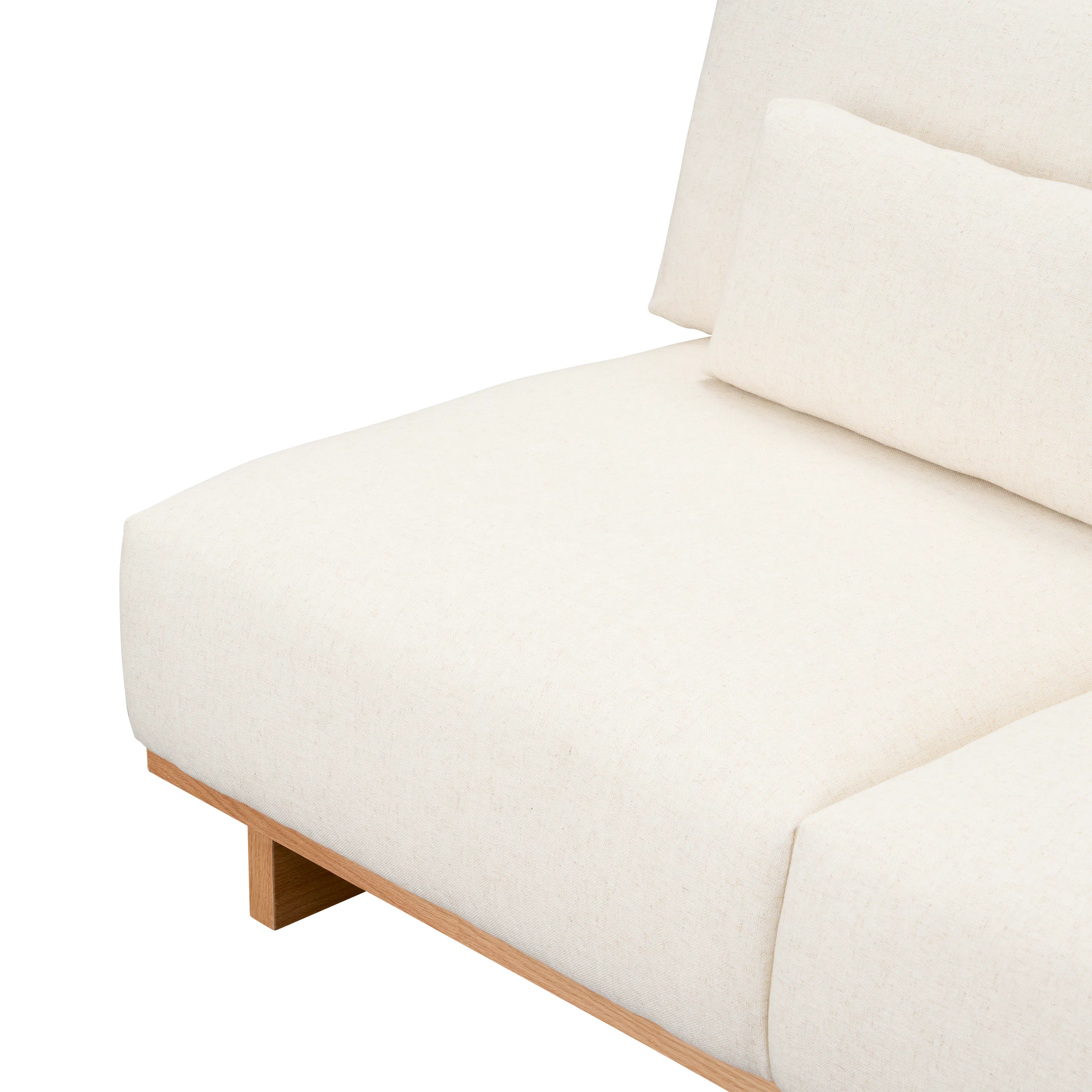 Miu 2 Seater Armless Lounge Sofa - 10 - Cream-colored fabric sofa, minimalist design, soft texture, natural fiber