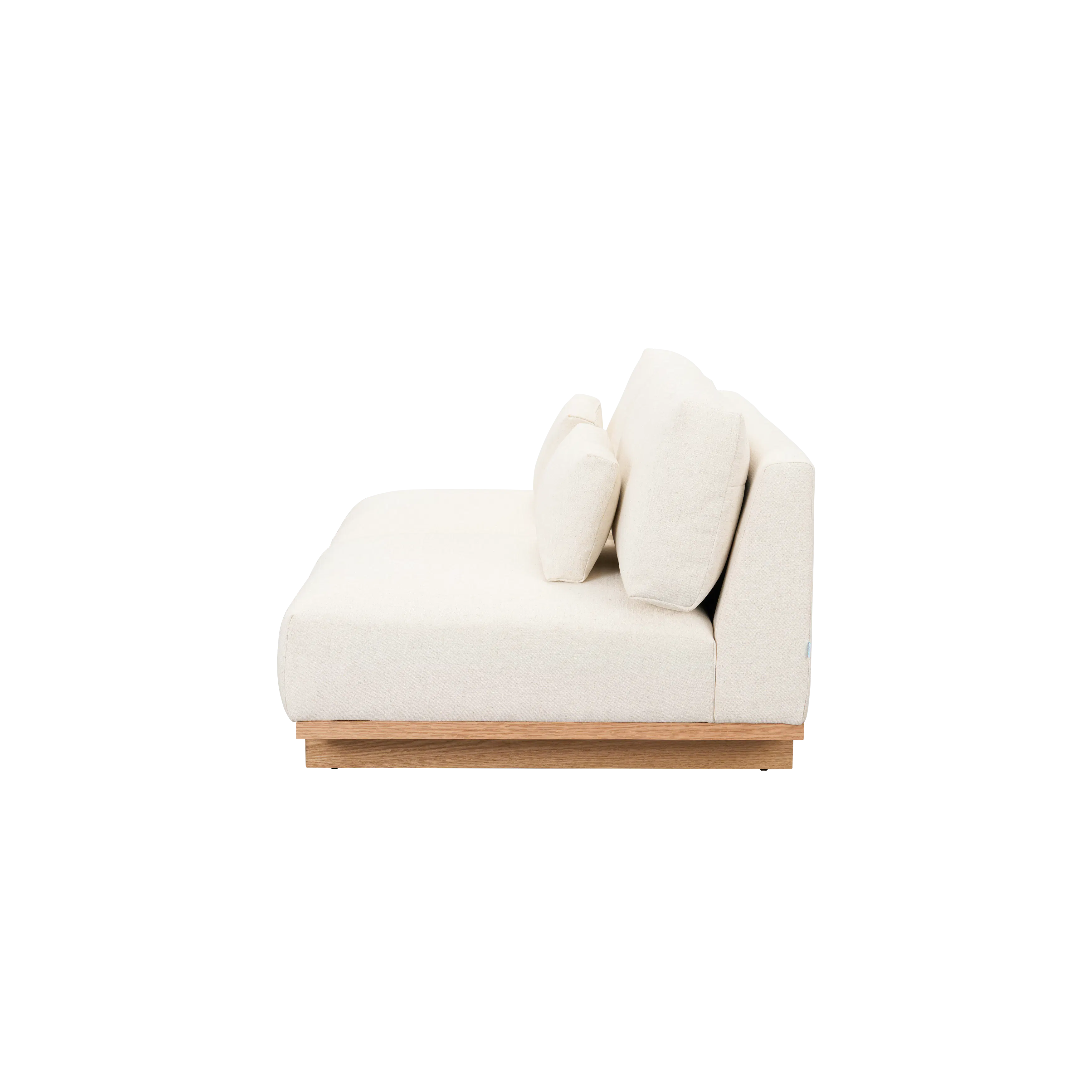 Miu 2 Seater Armless Lounge Sofa - 16 - Cream sofa, minimalist design, soft cushions, light wood flooring, modern decor