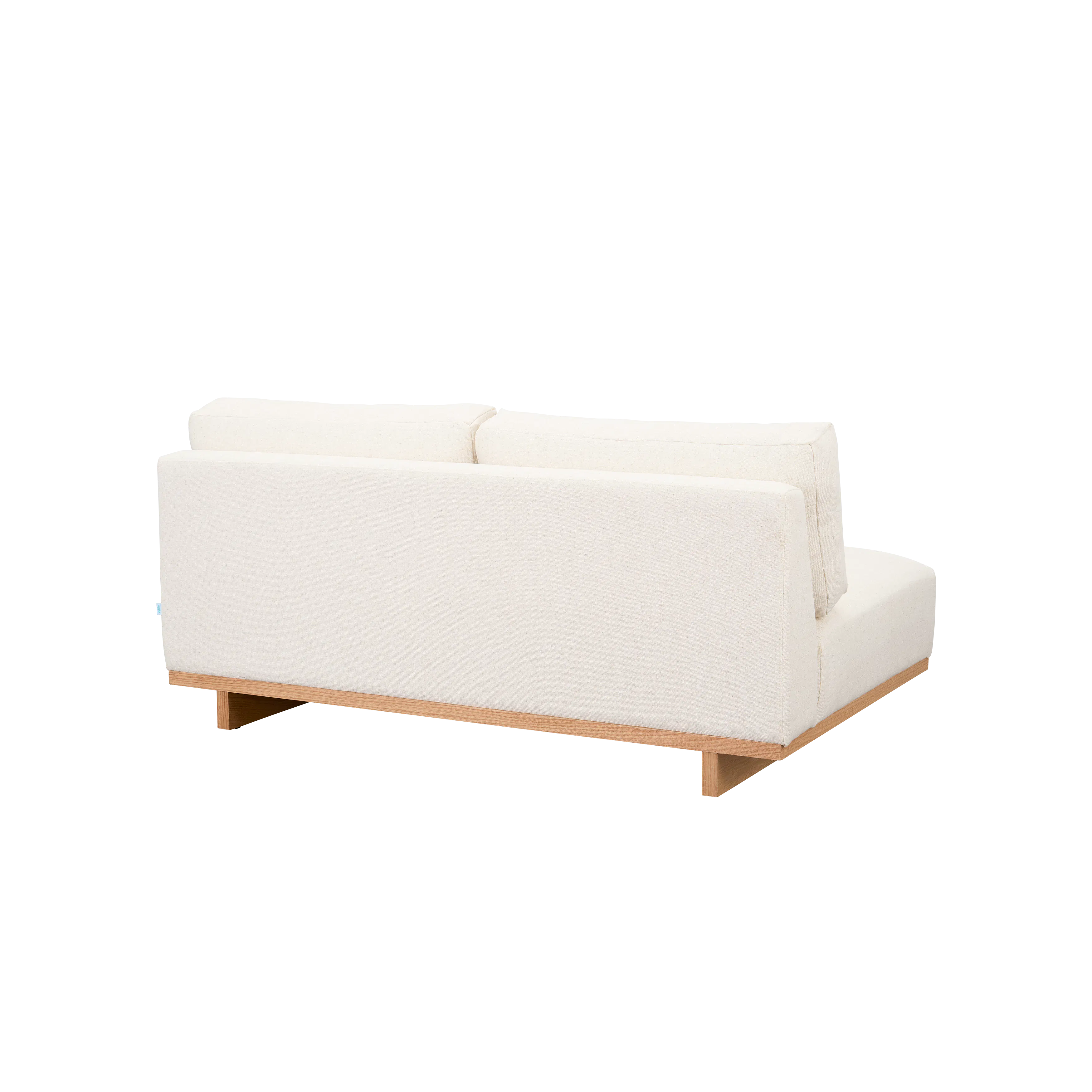 Miu 2 Seater Armless Lounge Sofa - 14 - Cream upholstered sofa, light wood legs, minimalist design, soft fabric texture