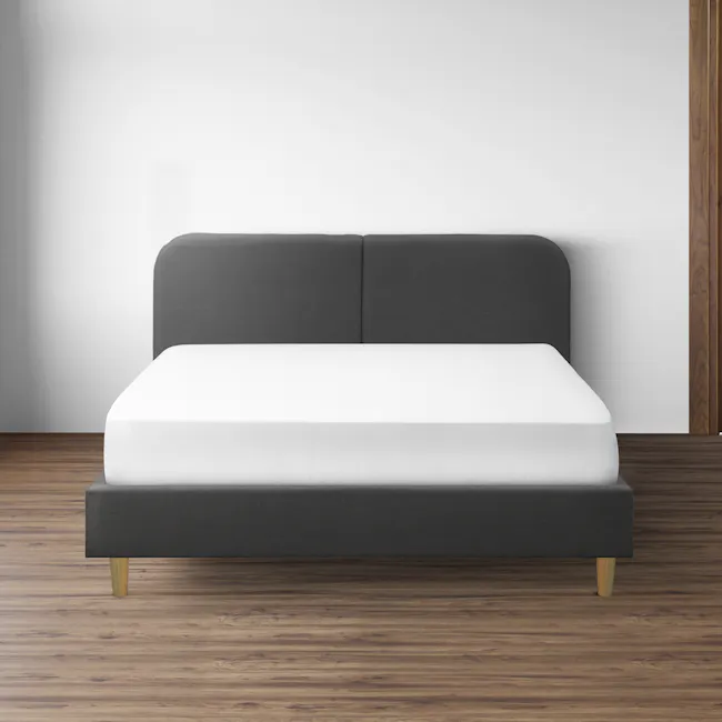 Nolan King Bed in Hailstorm with 2 Miah Bedside Table in White - 14 - modern bedroom, minimalist design, contemporary