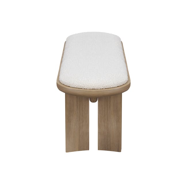 Catania Cushioned Bench 1.4m - 7 - Wooden footstool, white fluffy cushion, light wooden legs, minimalist design, natural