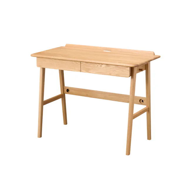 Chase Study Table 1m - 16 - Light wooden table with drawer, sturdy legs, minimalist design, natural wood grain, simple