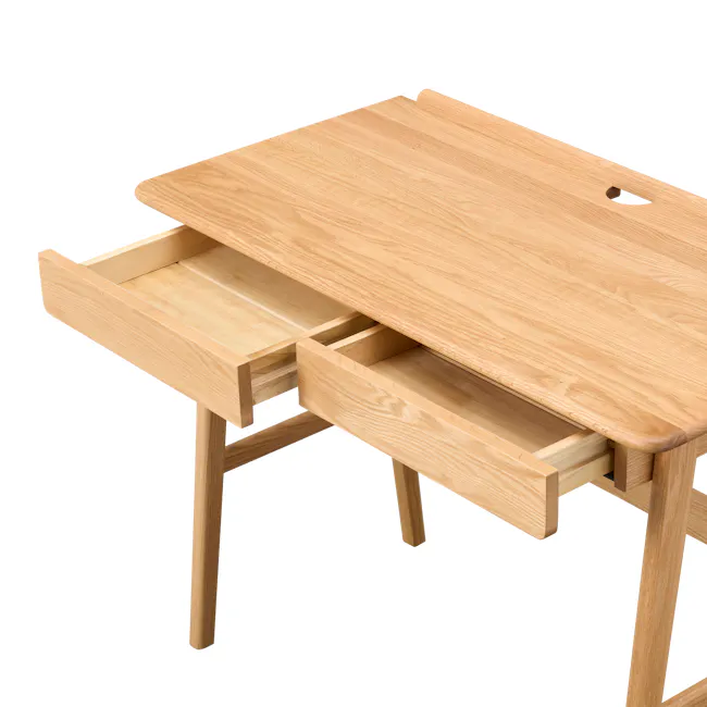 Chase Study Table 1m - 21 - Wooden desk with drawers, light wooden legs, wooden drawer, wooden table, wooden drawer pulls