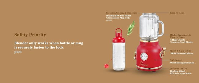 La Gourmet Healthy Retro Juice Blender - Imperial Red - 8