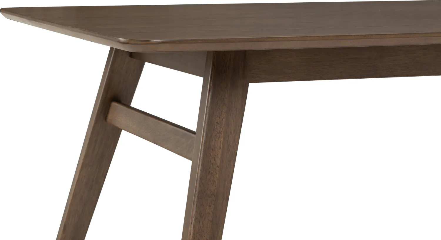 Cadell Dining Table 1.6m - Walnut - 14 - Wooden table with clean lines, dark brown finish, simple design, sturdy legs