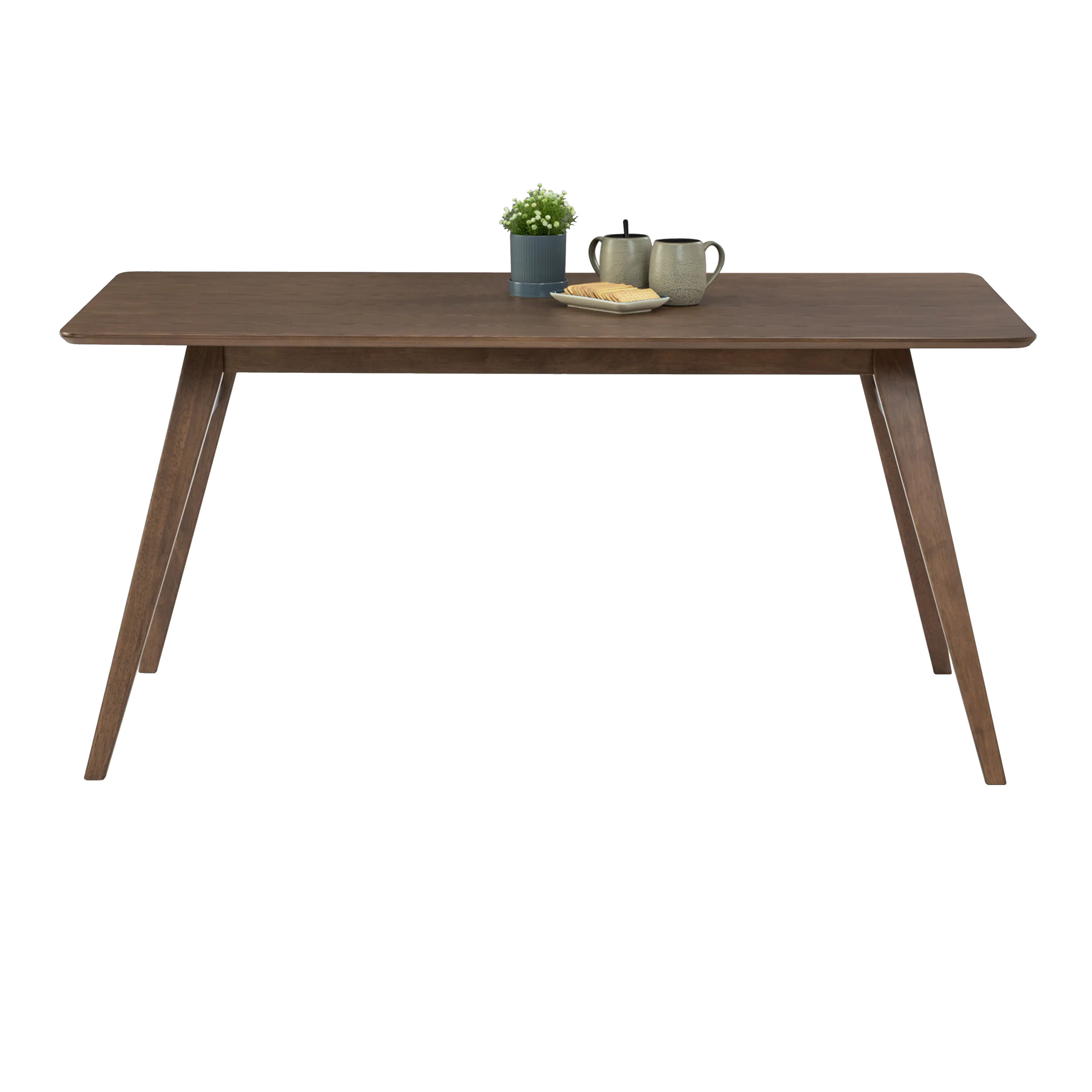 Cadell Dining Table 1.6m - Walnut - 13 - Wooden dining table, minimalist design, dark wood finish, simple structure