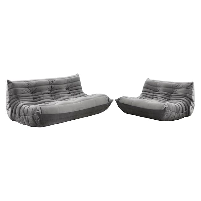 Hayward 3 Seater Low Sofa with Hayward 2 Seater Low Sofa - Warm Grey (Velvet) - 0