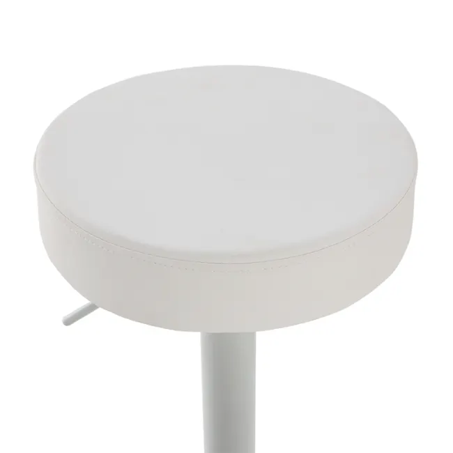 Ford Bar Stool - White (Faux Leather) - 6 - Round, white, cushioned stool, minimalist design, modern aesthetic, sleek