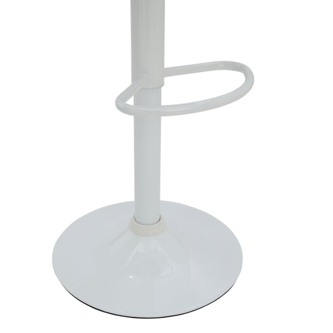 Ford Bar Stool - White (Faux Leather) - 3 - White pole with circular base, ergonomic handrail, minimalist design, modern