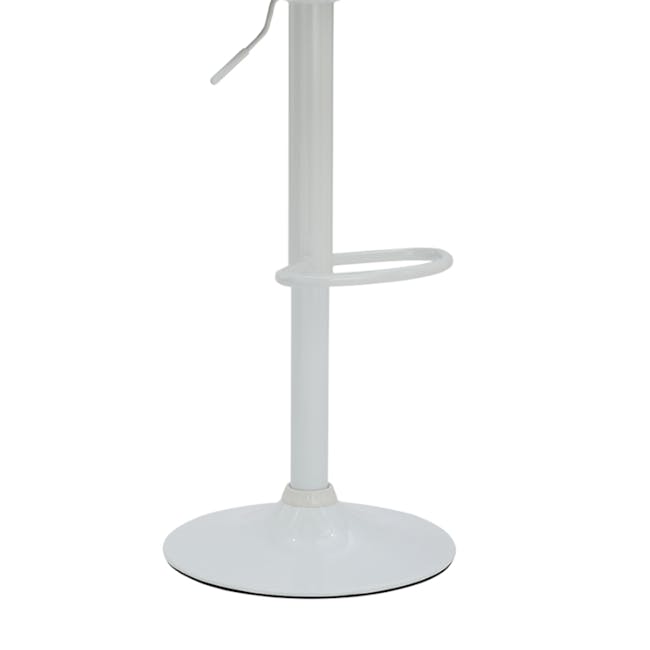 Ford Bar Stool - White (Faux Leather) - 4 - White modern desk stand, minimalist design, sleek finish, cylindrical base
