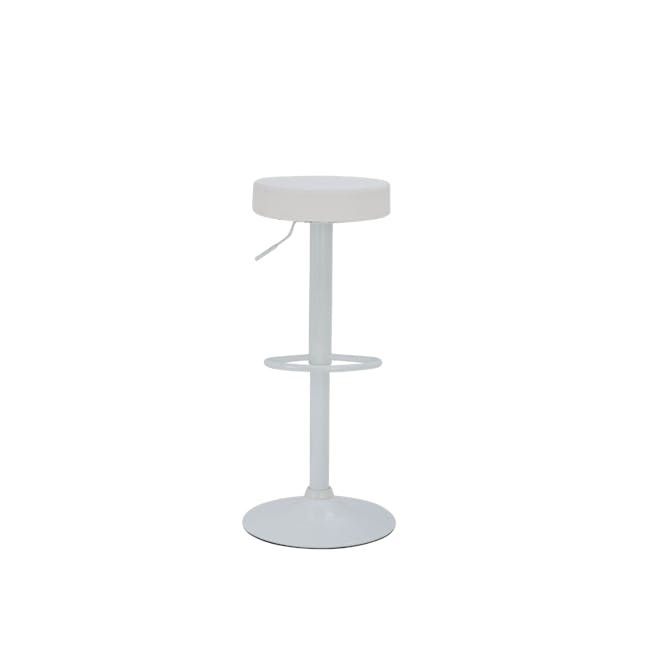 Ford Bar Stool - White (Faux Leather) - 5 - White modern bar stool, minimalist design, sleek stand, circular base