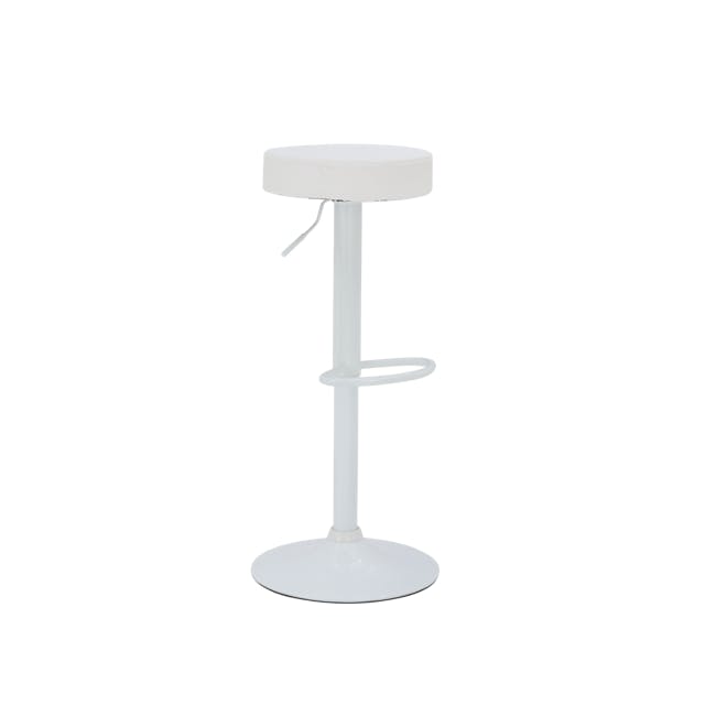 Ford Bar Stool - White (Faux Leather) - 1 - White modern bar stool, minimalist design, sleek surface, ergonomic support