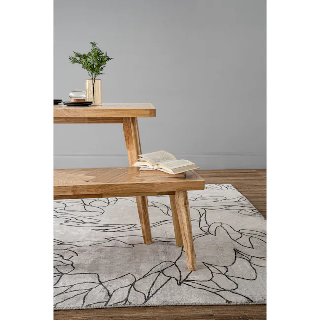 Lowell Bench 1.1m - 4 - Wooden table, open book, modern design, minimalist decor, natural wood finish, light gray wall