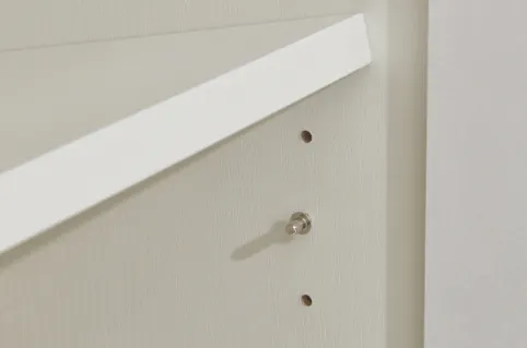Heidi Tall Cabinet 1.2m - White - 12 - White shelf, metal hook, wooden texture, small hole, screw, minimalist design, white