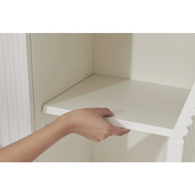 Heidi Tall Cabinet 1.2m - White - 11 - White shelf, empty shelf, hand holding shelf, minimalist shelf, white cabinet