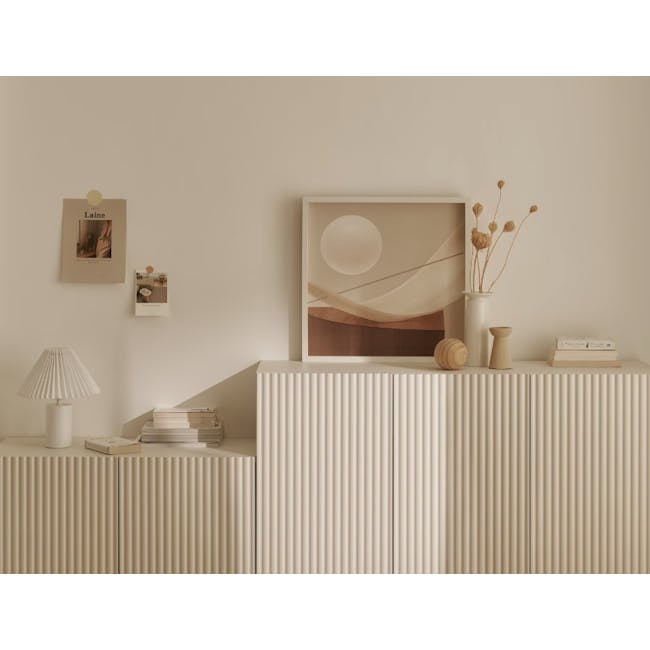 Heidi Tall Cabinet 1.2m - White - 3 - Minimalist decor, neutral color palette, modern art, abstract painting, textured wall