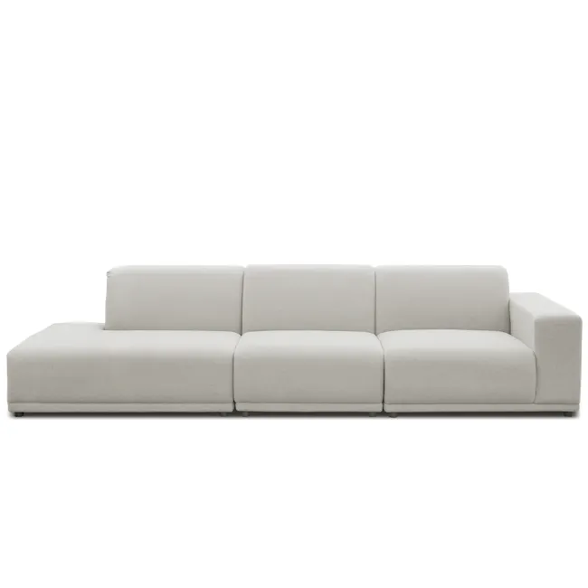 Milan Armless Unit - Ivory (Fabric) - 10 - Modern minimalist sofa, light gray fabric, sleek design, comfortable seating