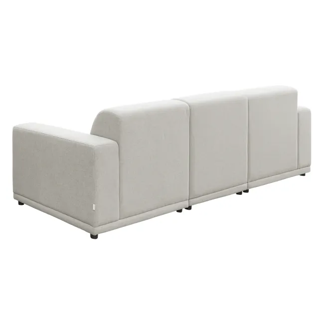 Milan Armless Unit - Ivory (Fabric) - 14 - Modern minimalist sofa, light gray fabric, sleek design, comfortable seating