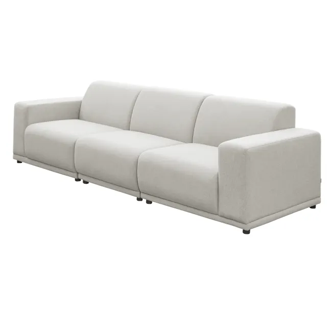 Milan Armless Unit - Ivory (Fabric) - 11 - Modern minimalist sofa, light gray fabric, sleek design, comfortable seating