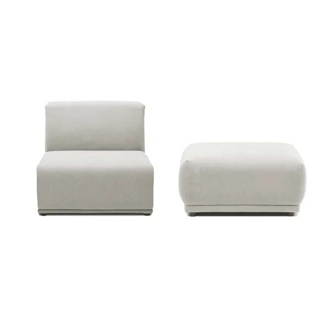 Milan Armless Unit - Ivory (Fabric) - 12 - Modern minimalist sofa, light gray fabric, sleek design, comfortable seating