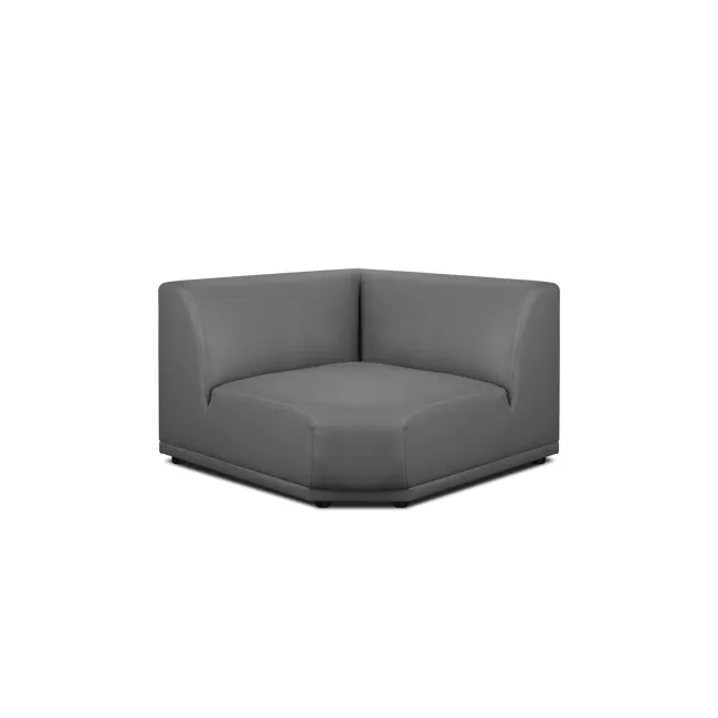 Milan 3 Seater Corner Extended Sofa - Smokey Grey (Faux Leather) - 19 - Grey leather sofa, modern design, minimalist style