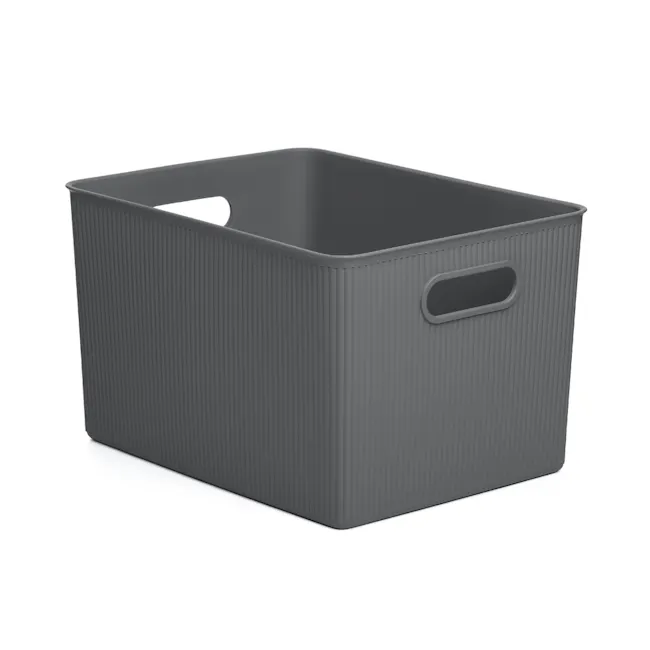 Tatay Organizer Storage Basket - Grey (4 Sizes) - 5L - 12 - Grey textured storage bin, sleek design, durable material, open