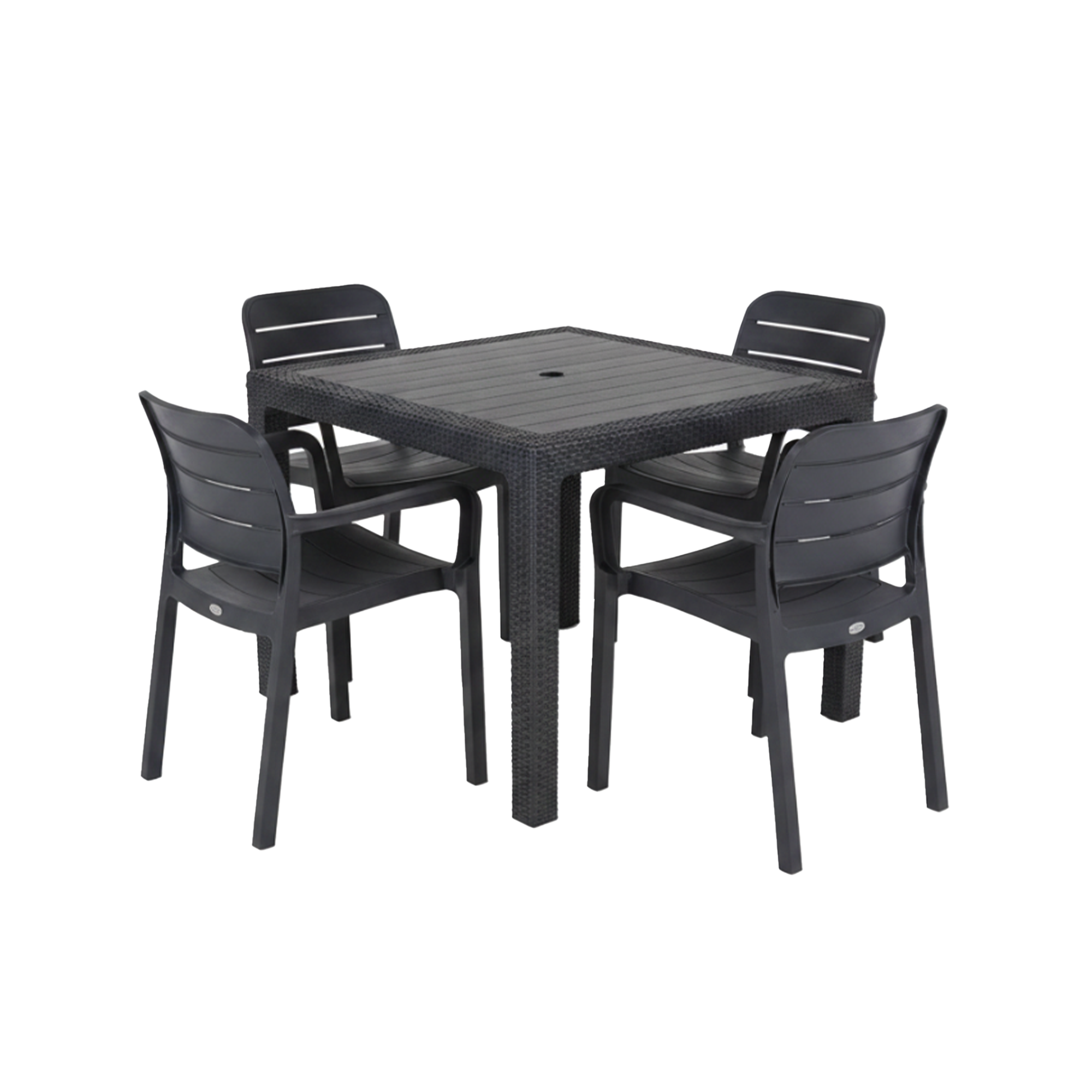 Quartet Square Outdoor Table with 4 Tisara Chairs - Graphite