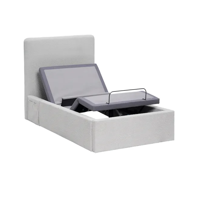 Aeva Single Adjustable Bed - Grey Boucle - 2