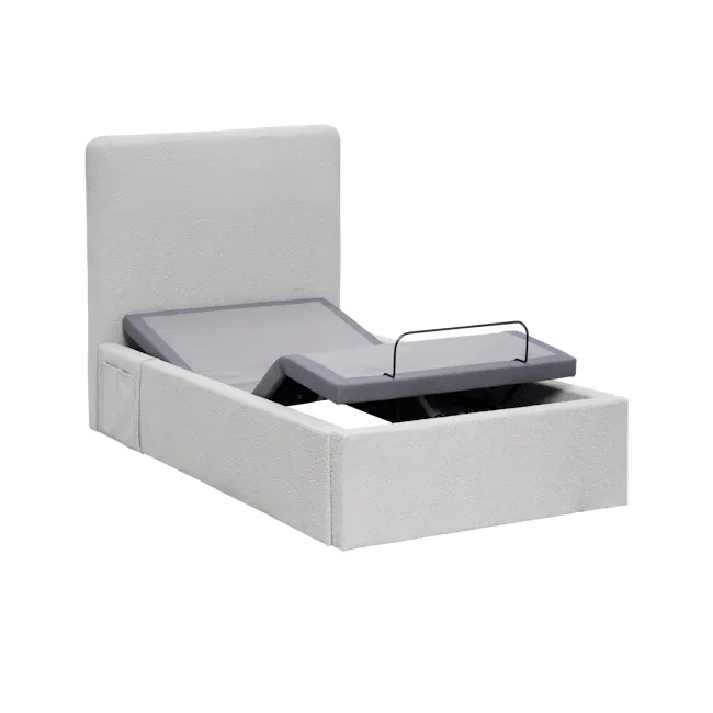 Aeva Single Adjustable Bed - Grey Boucle - 9