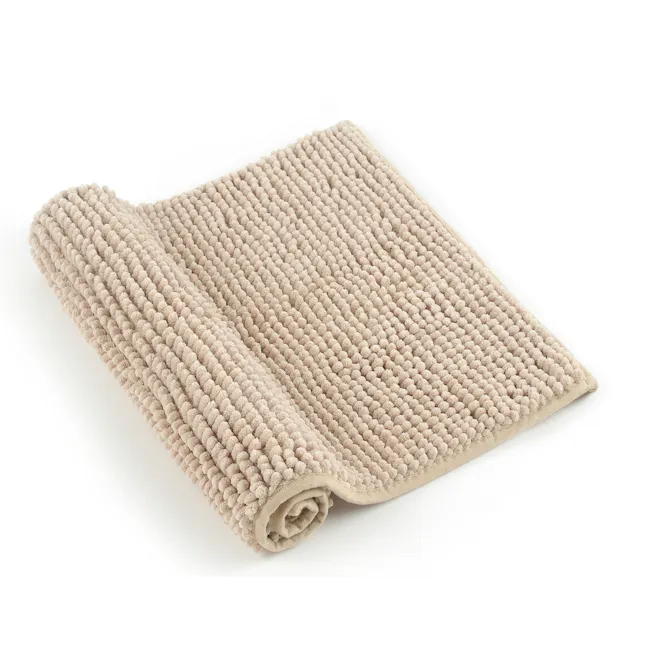 Cora Chenille Bath Mat - Camel - 5 - Cream-colored, plush, textured, knitted, corduroy, rolled, soft, cozy, fluffy, warm