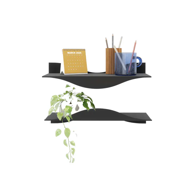 Surf Wall Shelf (Set of 2) - Black - 1