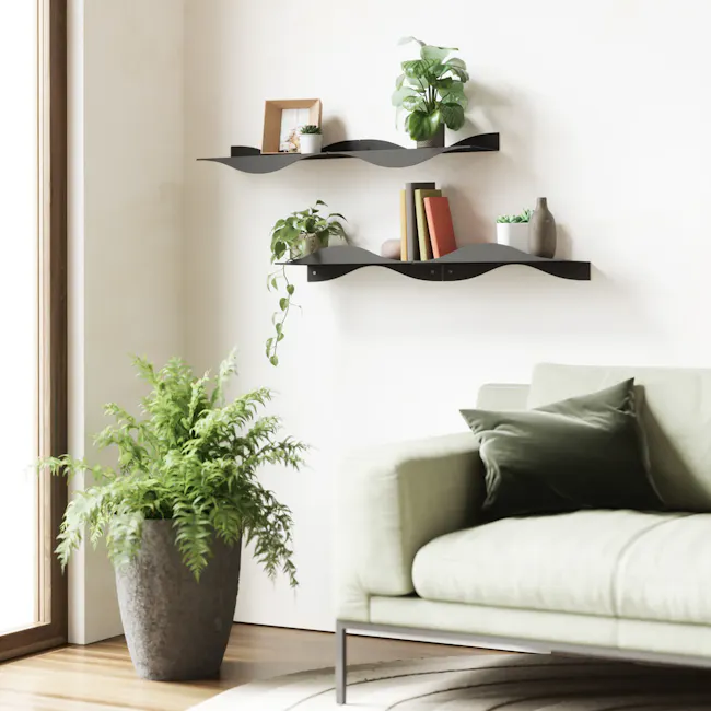 Surf Wall Shelf (Set of 2) - Black - 8