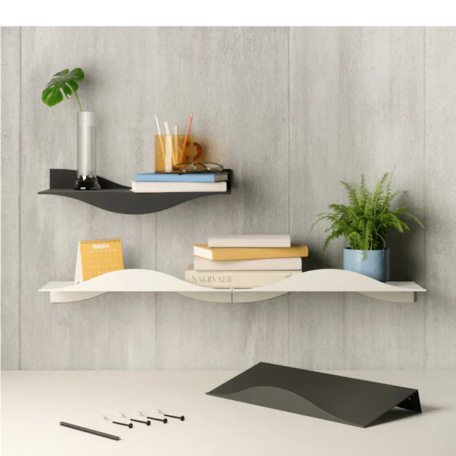 Surf Wall Shelf (Set of 2) - Black - 2