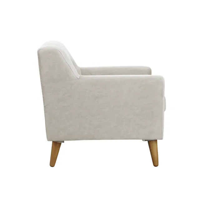 Damien 3 Seater Sofa with Damien Armchair - Sandstorm (Scratch Resistant Fabric) - 16 - Cream upholstered armchair, light