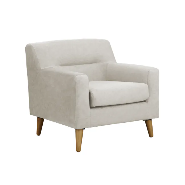 Damien 3 Seater Sofa with Damien Armchair - Sandstorm (Scratch Resistant Fabric) - 17 - Cream upholstered armchair, light