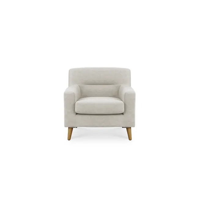 Damien 3 Seater Sofa with Damien Armchair - Sandstorm (Scratch Resistant Fabric) - 13 - Cream upholstered armchair
