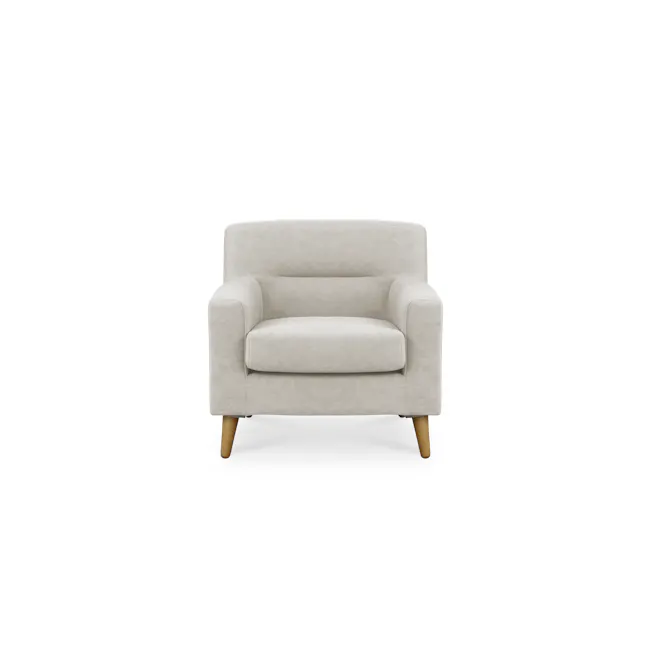 Damien 3 Seater Sofa with Damien Armchair - Sandstorm (Scratch Resistant Fabric) - 13 - Cream upholstered armchair