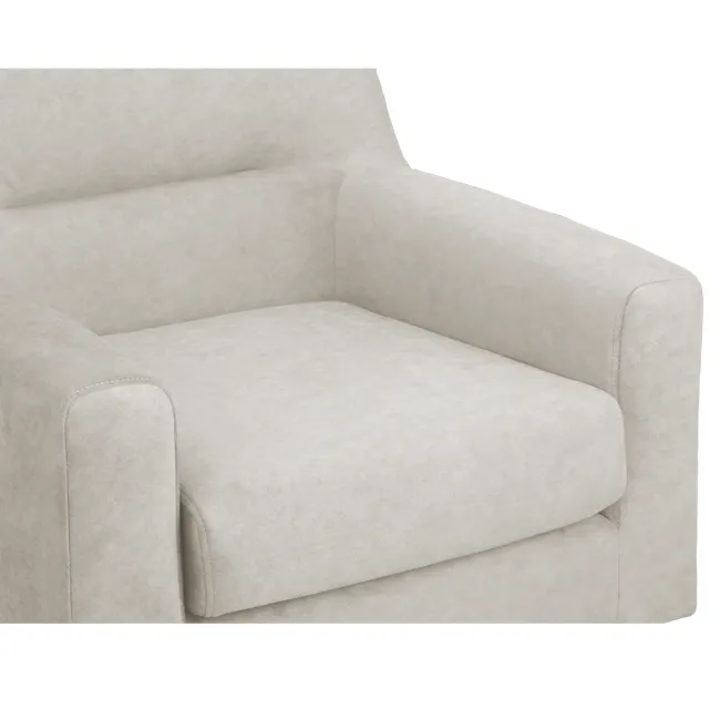 Damien Armchair - Sandstorm (Scratch Resistant) - 2 - Cream upholstered armchair, soft fabric texture, minimalist design