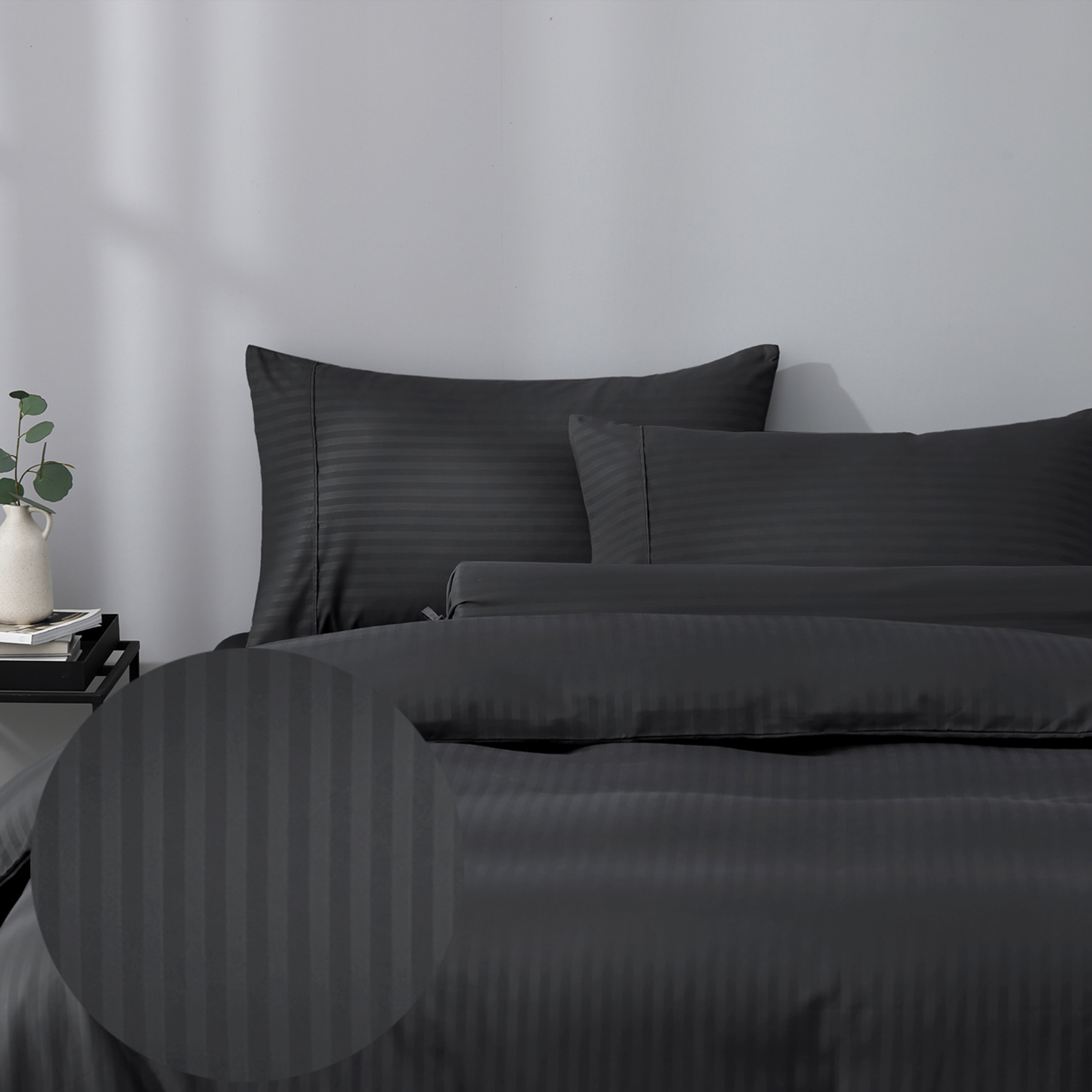 Robinsons Silky Soft Dobby Microfibre Bed Set Core Collection - Coal (4 Sizes) - Image 1