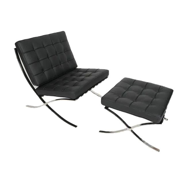 Benton Chair with Benton Ottoman - Black (Genuine Cowhide) - 0