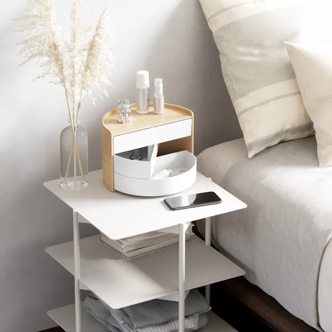 Moona Storage Box - White, Natural - 2 - White, minimalist, modern, serene, cozy, soft, natural, elegant, tranquil, calming