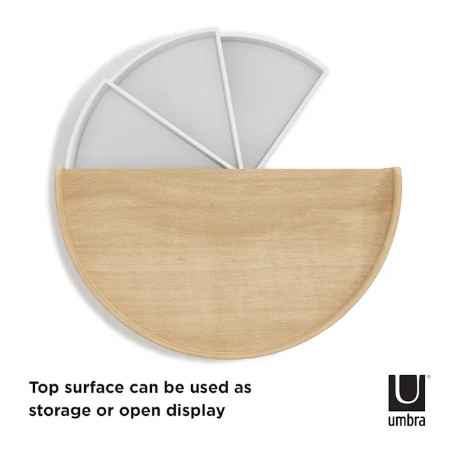 Moona Storage Box - White, Natural - 9 - Wooden storage tray, minimalist design, top surface use, open display option, sleek