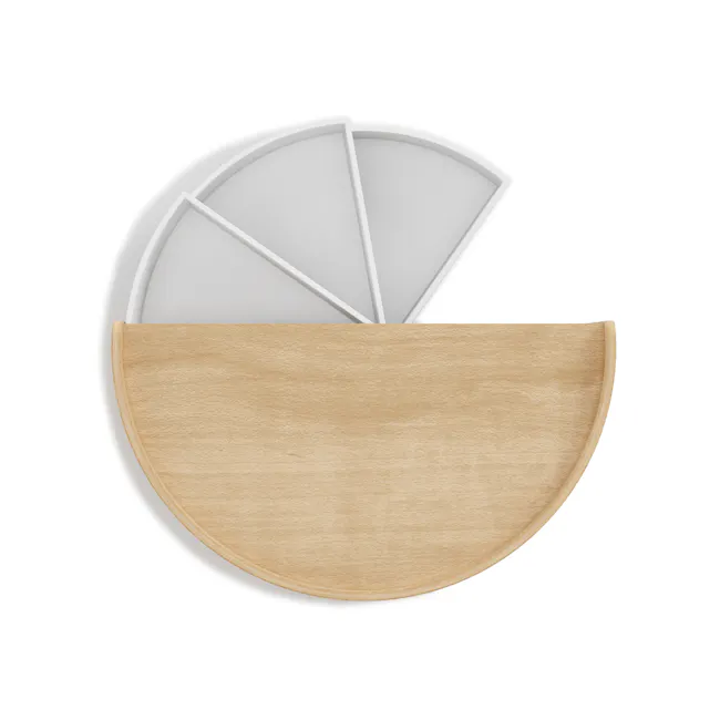 Moona Storage Box - White, Natural - 7 - Wooden plate, circular shape, minimalist design, light wood finish, smooth surface