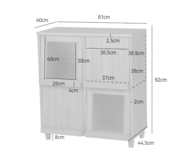 Jael 4 Door Cabinet with Flapdoors 0.8m  - White - 5